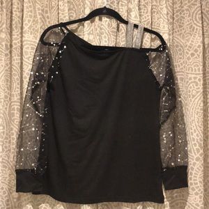 Glam Night Out Sheer Sequin Sleeve Top